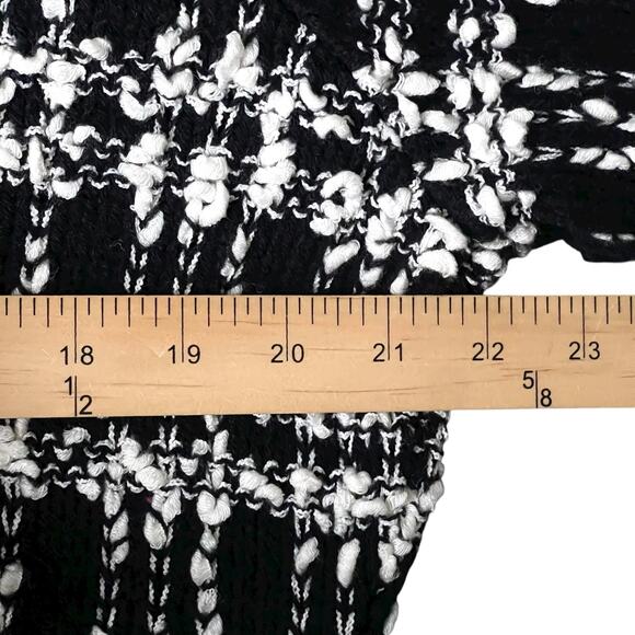 J.H. Collectibles Tweed Boucle Cardigan Sweater L Black White Acrylic Wool Blend - Picture 7 of 8